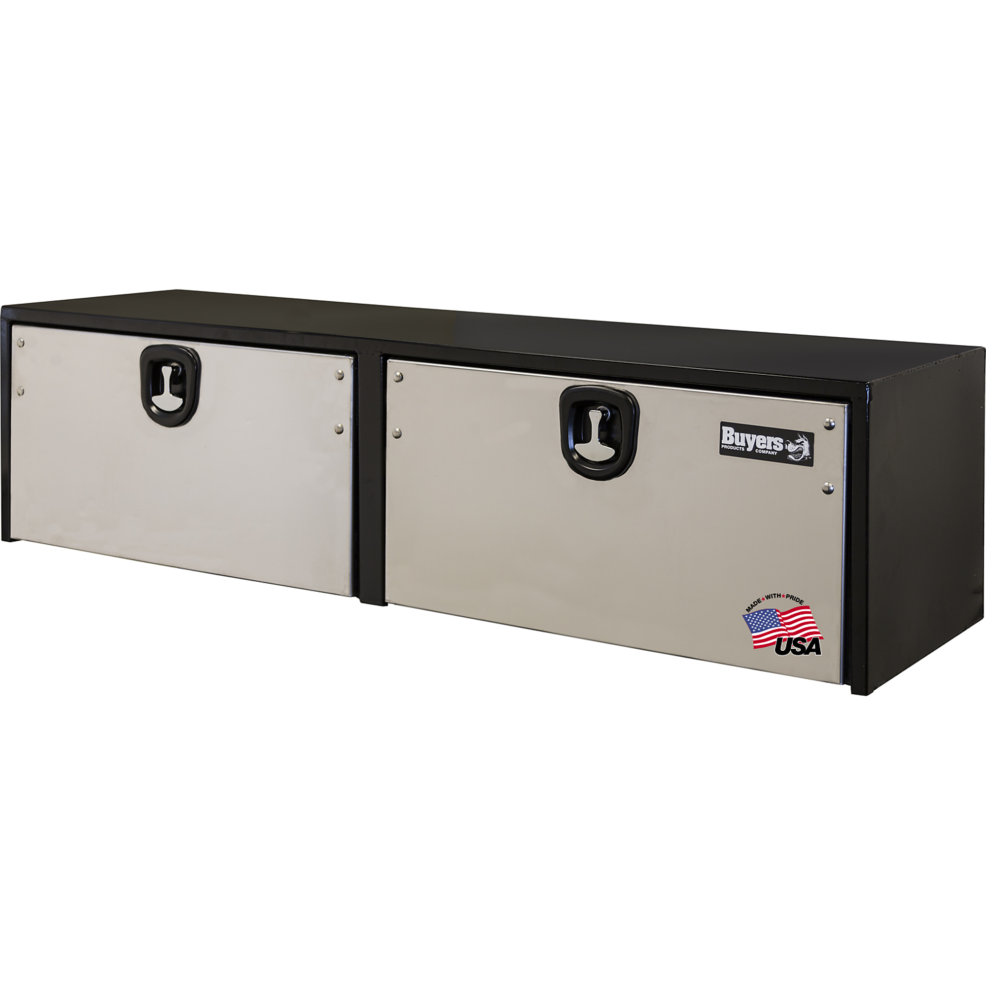 Buyers Products, 72x18x18in. Underbody Truck Bed Tool Job Storage Box, Width 72 in, Material Carbon Steel, Color Finish Glossy Black, Model# 1702725